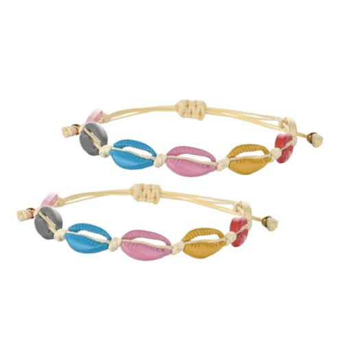 Beaupretty 2 Stück Muschelarmband Schalenarmband Verstellbare Muschelkette Teen Armband Perlenarmband Bettelarmband Für Mädchen Weißer Muschelschmuck Naturschalte Halskette Legierung von Beaupretty