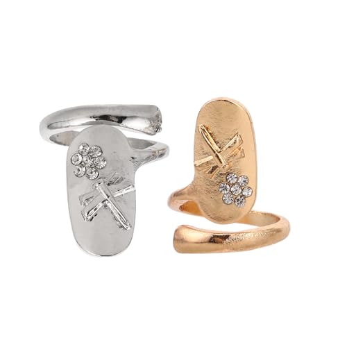 Beaupretty 2stücke Nagelringe Für Frauen Nail Art Strass Nägel Fingertip Schmuck Finger Nagel Dekorationen Nail Art Ringe von Beaupretty