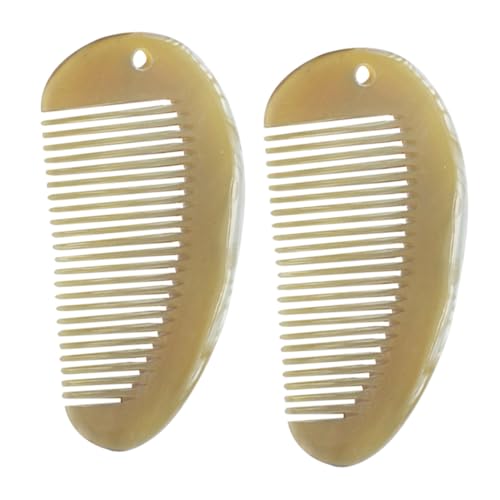 Beaupretty 2 Stück Natürliches Hornkamm Tragbarer Massagekamm mit Feinen Glättet Haar Haarbruch Verbessert Haarstruktur für Frauen und Mädchen von Beaupretty