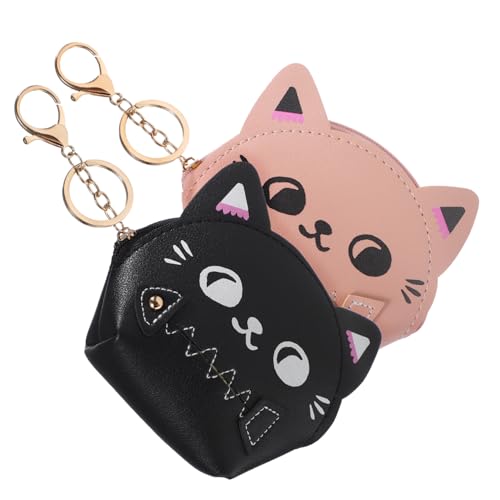 Beaupretty 2 Stück Niedliche Katzen Münzbörsen Teilig Mini Brieftasche mit Reißverschluss Schlüsselanhänger und Earphone Holder Kompakt Tragbar für Mädchen Reisen und Alltag von Beaupretty
