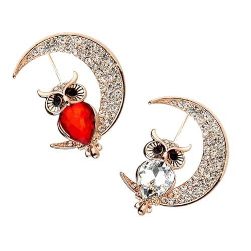 Beaupretty 2 Stück Noble Eulen Brosche mit Funkelnden Kristallen Bunte Emaille Legierte Anstecknadeln für Damen Leichte Kleidungsschmuck für Party Alltag Schal und Taschen Dekoration von Beaupretty