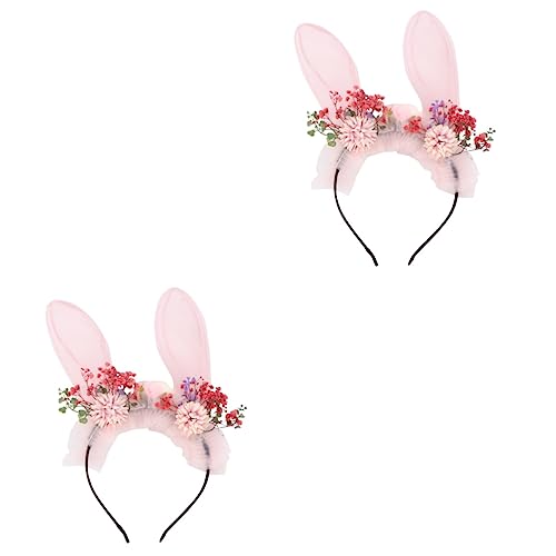 Beaupretty 2 Stk Hasen Stirnband Ostern Cosplay-zubehör Kawaii Süße Hasenohren Osterkopfschmuck Hasenohr Stirnband Damen Stirnbänder Hasenohren Cosplay Ohrringe Hasenblume Fräulein Die Blumen von Beaupretty