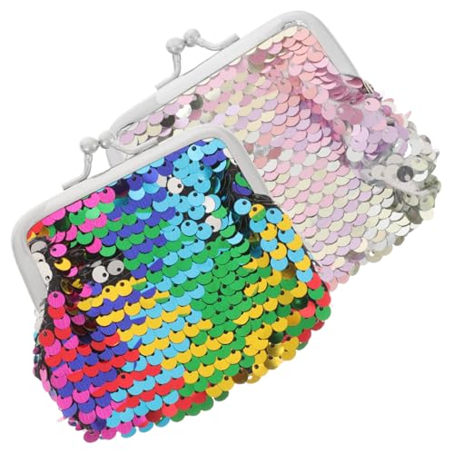 Beaupretty 2 Stück Pailletten Münzbörsen Damen mit Kiss Lock Kleine Clutch Geldbörse mit Doppelseitigen Glitzer Pailletten Leicht Kompakt Portabel Sicher für Münzen und Kleingeld von Beaupretty