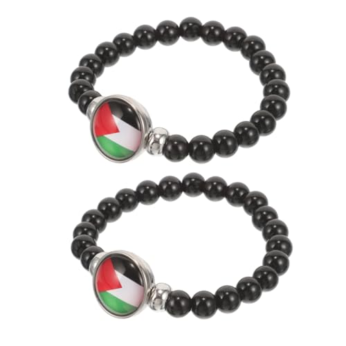Beaupretty Palästina Flagge Armband 2 Stücke Perlenarmband für Männer und Frauen Elastische Schnur Dekoratives Armband für Internationale Freundschaft von Beaupretty