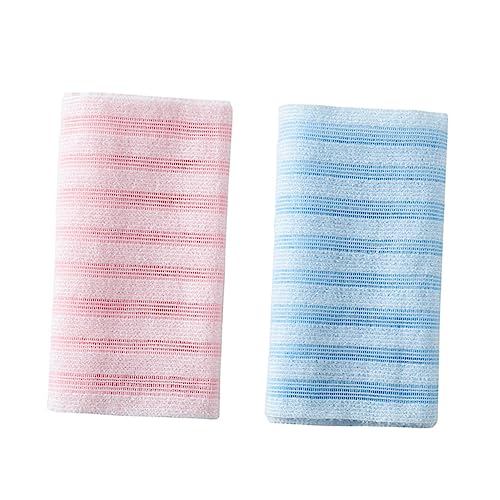 Beaupretty 2 Stück Peeling Badetücher mit Rückenschrubber Doppelseitige Langstreifige Badestriegel aus Hochwertigem Material für Sanftes Peeling Massage und Tiefenreine Körperreinigung Blau von Beaupretty