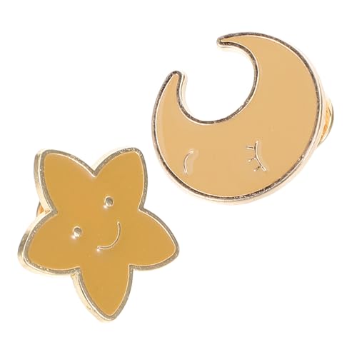 Beaupretty 2stücke Mond Und Stern Emaille Anstecknadeln Japanisch Inspirierte Broschen Zinklegierung Für Jacken Hüte Und Rucksäcke Niedliches Und Langlebiges Design Vielseitige von Beaupretty