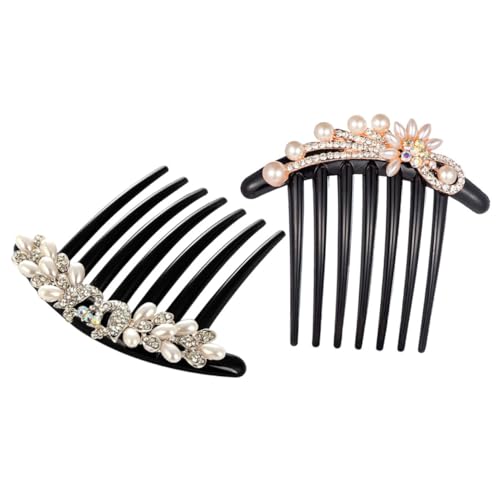 Beaupretty 2 Stück Perlen Haarkamm Braut mit Strass Hochzeit Haarschmuck Teiliges Eleganter Brautschmuck Zarter Zahn Kamm mit Blumen und Pfauenmotiv Festhaltend und Hautfreundlich von Beaupretty