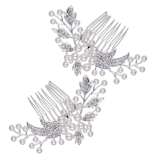 Beaupretty Kamm 2 Stk haarschmuck Haar für Frauen Haarseiten dekorativer Haar Tiara braut haar Perlhaar-Seiten Kopfbedeckung schmücken Zubehör Damen Perle Hochzeit Haarkamm von Beaupretty