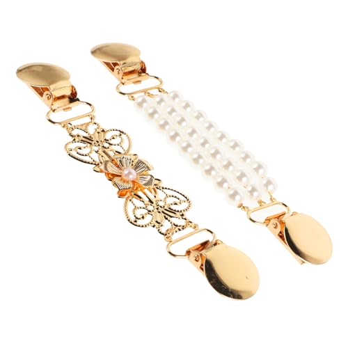 Beaupretty 2 Stück Perlenkettenkragen Clip Pulloverklammern Pullover-Clips Vintage Kragenclips Kleiderklammern zur Dekoration Pullover-Kettenclips Vintage Kleiderclips Legierung Golden von Beaupretty