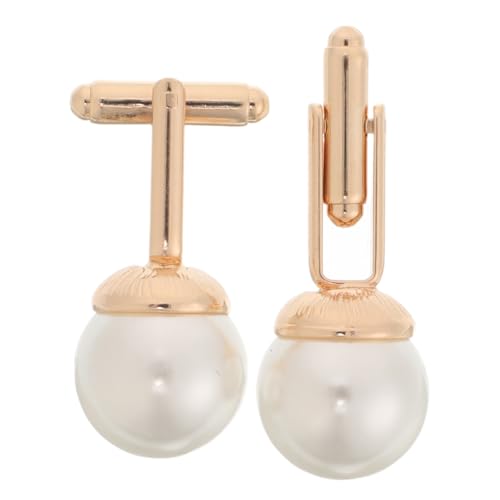 Beaupretty 2 Stück Perlenmanschettenknöpfe Kleiderknopf Nieten für Smokinghemden Manschettenknöpfe für Hemden manschettenknöpfe herren Männer Schmuck Zinklegierung Golden von Beaupretty