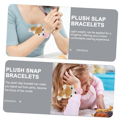 Beaupretty 2 Stück Plüsch Slap Armband Kuscheliges Cartoon Tier Motiv Knickarmband Weiches Stofftier für Party von Beaupretty