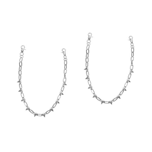 Beaupretty 2 Stück Punk Jeans Kette mit Nieten Metall Hosenkette für Damen und Herren Praktische Langlebige Gürtelschmuckkette für Jeans und Taschen Silberfarbene Dekoration mit Einzigartigen von Beaupretty