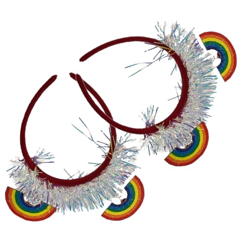 Beaupretty 2 Stück Regenbogen Stirnband für Pride Month Farbige Kopfbedeckung für Damen und Herren Leichtes Party Zubehör für Veranstaltungen und Feiern von Beaupretty