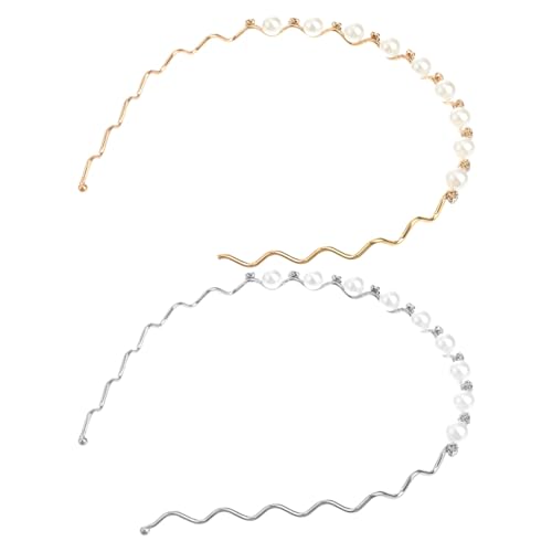 Beaupretty 2stücke Perlenstirnband Für Frauen Mit Kristallen Retro-haarband Kopfbedeckung Damenschmuck Gold Und Silberfarbe Zubehör Für Abendveranstaltungen Und Hochzeiten von Beaupretty