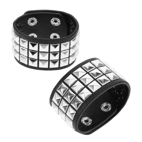 Beaupretty 2 Stück Retro Punk PU Lederarmband für Männer Einzigartiges Nietenarmband für Partys Konzerte Modisches Lederarmband für Damen Herren für Styles von Beaupretty