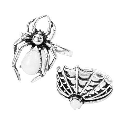 Beaupretty 2 Stück Retro Spider Web Ringe Vintage Stil Punk Spinnenring Damen Offene Statement Schmuck Geschenk Alltag und Festival von Beaupretty