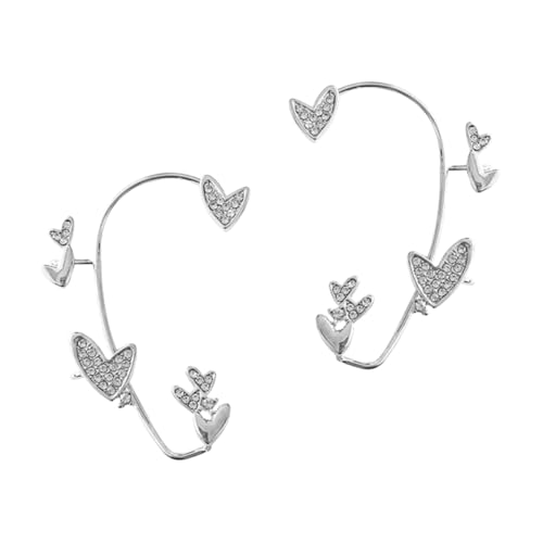 Beaupretty 2 Stück Rhinestone Ohrclip Herz Design Funkelndes Ohrschmuck Accessoire Elegant für Damen Geburtstag Hochzeit Club Weihnachten von Beaupretty