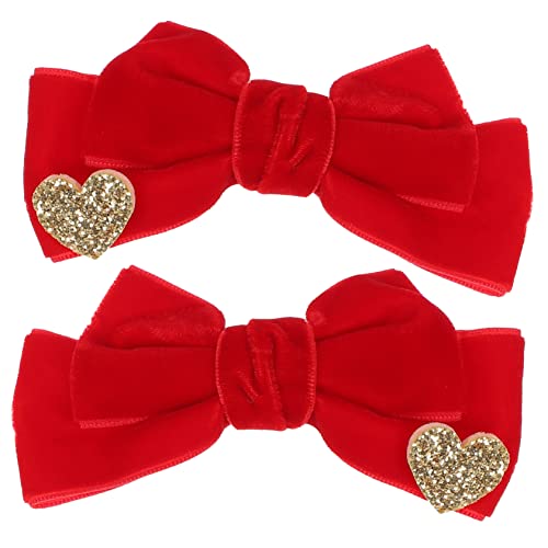 Beaupretty 2st Haarspange Aus Samt Bowknot-haarnadel Bowknot-haarspangen Chiffon-haarschleife Baby-bogen-clips Haarspange Mit Roter Schleife Schleifen Haarspangen Mädchen Liebe Seitenclip von Beaupretty