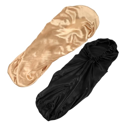 Beaupretty 2 Stück Satin Schlafhaube für Damen Lange Nachtmützen Haarpflegehauben für Zuhause Rutschfestes Gummiband zum Schlafen und Waschen von Beaupretty