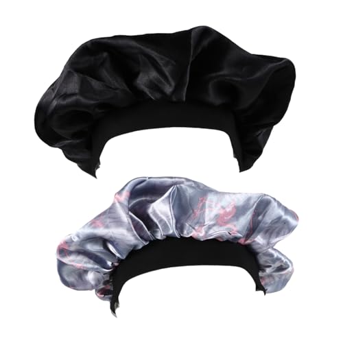 Beaupretty 2 Stück Satin Schlafhauben mit Breitem Rand Elastische Bouffant Haarkappen aus Weichem Hautfreundlichem Material für Damen zum Schutz Haare Beim Schlafen Schminken und Baden von Beaupretty
