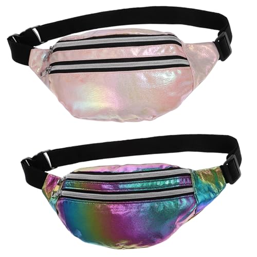 Beaupretty 2 Stück Schimmernde Bauchtasche Damen Leichte Wasserfeste Crossbody Bags Hüfttaschen für Reisen Partys und Outdoor Aktivitäten Dekorative Umhängetaschen in Farbverlauf von Beaupretty
