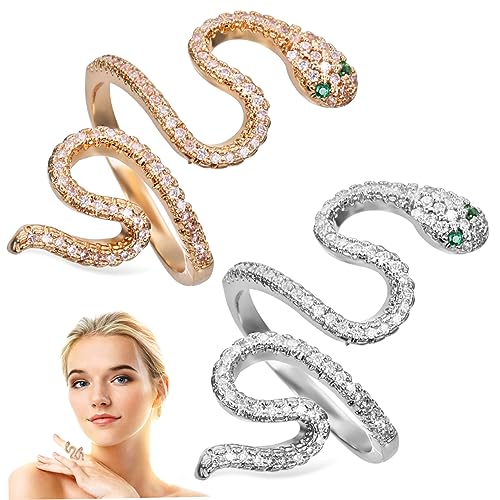 Beaupretty 2 Stück Schlangenring für Damen und Herren Pack Gold und Silber Eleganter Schmuck für Besondere Anlässe Komfortabel und für Freunde und Familie von Beaupretty
