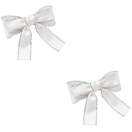 Beaupretty 2st Schleife Haarnadel Haarspangen Für Damen Perlenclips Clip-bögen Haarspangen Schleifen Haarschmuck Für Die Hochzeit Schleifenspangen Weiß Mädchen Fräulein Südkorea Stoff von Beaupretty