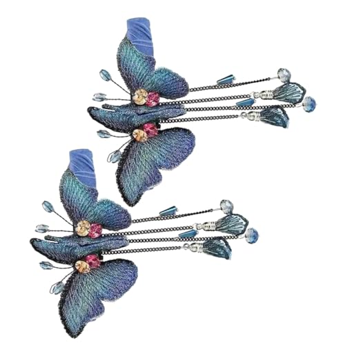 Beaupretty 2 Stück Schmetterling Haarklammern mit Quasten Funkelnde Strass Haarspangen für Dickes Haar Langlebige Damen Haarclips Leicht und Elegant für Alltag und Besondere Anlässe von Beaupretty