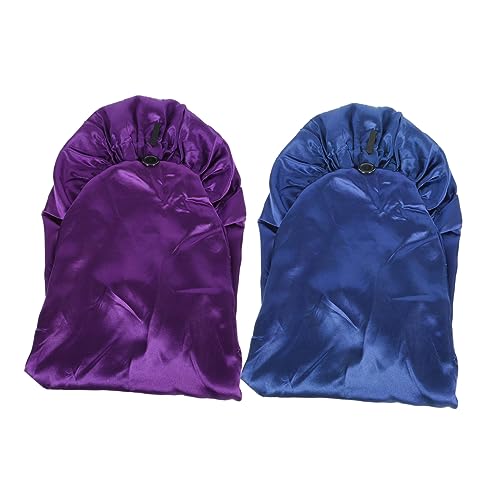 Beaupretty 2 Stück Sedin Long Satinhaube Zum Schlafen Nacht Duschhüte Frauen Deep Conditioning Cap Schlafmütze Für Zöpfe Seidenschlaf Motorhaube Seidenhaube Loser Haarhut Violett von Beaupretty