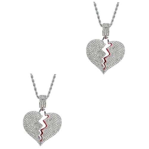 Beaupretty 2 Stück Shiny Silber Halskette mit Gebrochenem Herz Anhänger Funkelnde Partnerkette für Damen und Herren Robuster Legierungs für Besondere Anlässe Wie Geburtstag und Valentinstag von Beaupretty