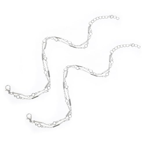 Beaupretty 2stücke Doppellagiges Fußkettchen Aus Metallrohr Verstellbar Für Damen Mit Metallröhrchen-anhängern Für Sommer Strand Und Urlaub von Beaupretty