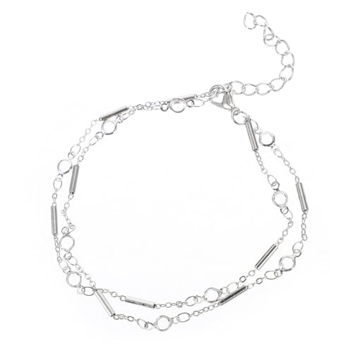 Beaupretty 2 Stück Silberfarbene Metall Fußkettchen mit Röhren Design Verstellbare Fußkette für Strand Festival und Alltag Schmuck Accessoires für Damen von Beaupretty