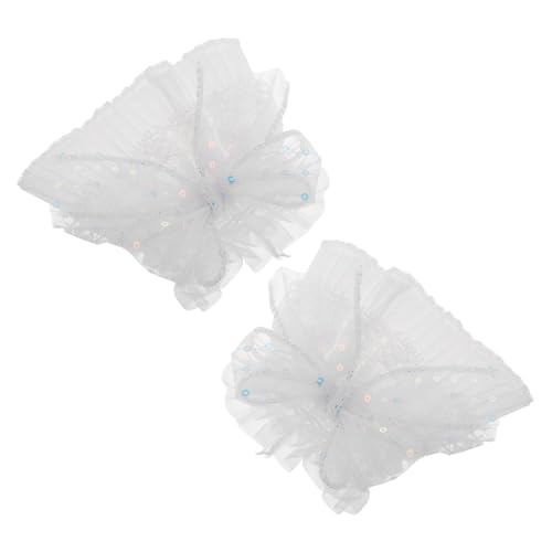 Beaupretty 2 Stück Spitzenärmel Weiße Spitzenmanschetten Clown-Handgelenkrüsche Clown-Manschetten Manschettenärmel Lolita-Accessoires Pailletten von Beaupretty