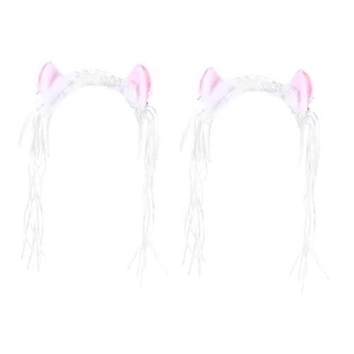 Beaupretty Spitzenstirnband 2 Stk Japanisches und koreanisches Mädchen-Stirnband kuscheltier Cosplay Kopfbedeckung Stoff Weiß Party-Haare von Beaupretty