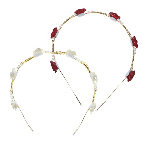 Beaupretty 2 Stück Stirnband Mit Rosafarbenen Perlen Goldene Haarspangen Perle Edelsteine Perlenkrone Band Goldene Haarspange Stolz-stifte Perlgeknotetes Stirnband Strasssteine Legierung von Beaupretty