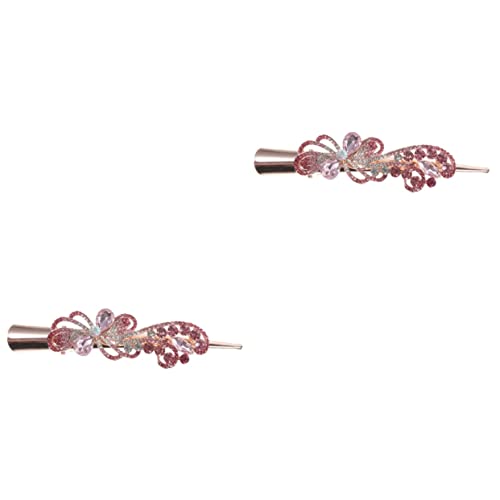 Beaupretty 2st Haarspange Mit Strass Klauenclip Aus Metall Kopfschmuck Für Mädchen Clips Für Friseure Ente Haarspangen Flache Haarspange Kopfbedeckung Strasssteine Braut Koreanische Version von Beaupretty