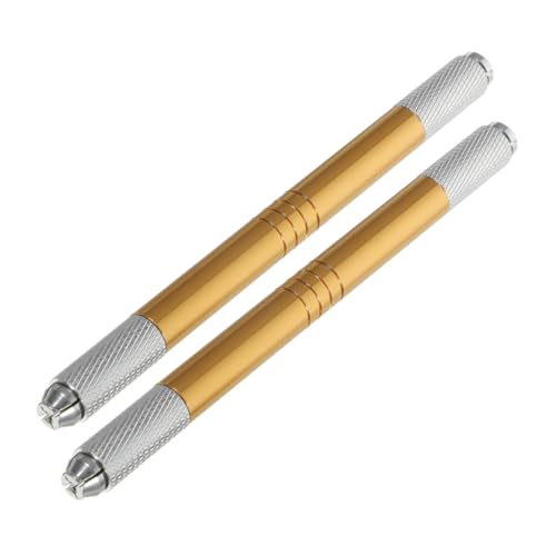 Beaupretty 2 Stück Tattoo-handstift Brauenstift Augenbrauenstift Manuelles Augenbrauenmikroblade Augenbrauen-make-up Microblading-stift Microblading-make-up-stift Aluminium Golden von Beaupretty