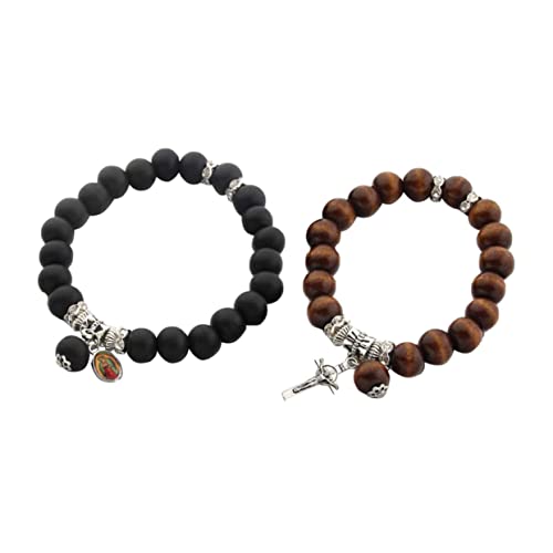 Beaupretty 2 Stück Teiliges Armband Holzperlen Elastisch Herren Schmuck Liebesarmband Schwarz und Kaffee Bequemes Langlebiges Design Symbolische Liebeserklärung Modisches Accessoire von Beaupretty