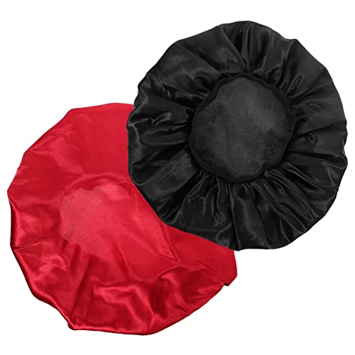 Beaupretty 2 Stück Teiliges Elastische Große Satin Duschhauben für Damen Wiederverwendbar Atmungsaktiv mit Breiter Krempe für Pflege Spa Kosmetik und Haarstyling von Beaupretty