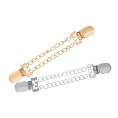 Beaupretty 2 Stück Teiliges Frauen Cardigan Clips Metall Kette Pullover Schal Clipper Dekorative Broschen für Kleider Rutschfeste Modeaccessoires Gold und Silber von Beaupretty
