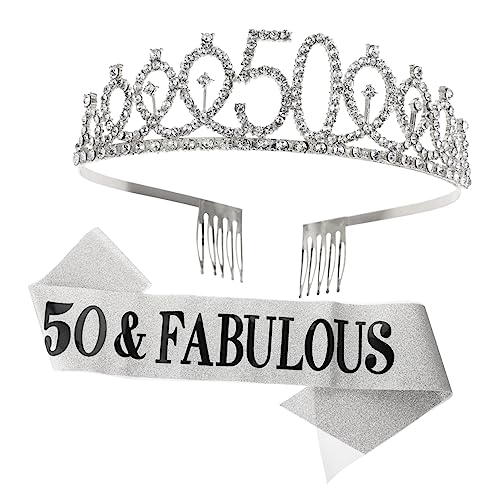 Beaupretty 2 Stück Teiliges Geburtstagskrone und Schärpe Set mit Stilvollem für Besondere Anlässe und Fotos Silberne Krone und Gürtel für Unvergessliche Feiern von Beaupretty