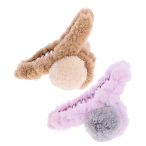 Beaupretty 2 Stück Teiliges Haarklammer mit Flauschigem Kunstfell Große Haarklammern für Dickes Langes Haar Rutschfeste Haarklammern für Damen und Teenager Vielseitige Haarspangen für Alltag von Beaupretty