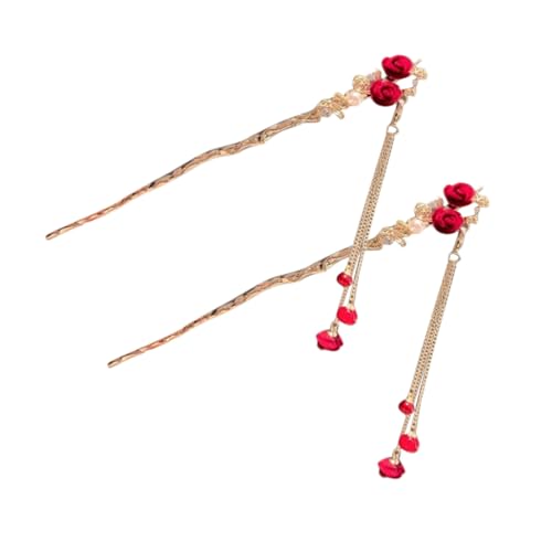 Beaupretty 2 Stück Teiliges Haarschmuck Damen Pflanzlich Samtige Rosen Haarnadeln Vintage Haarstäbchen für Sicheren Vielseitig Einsetzbar bei Festen und Alltag für Frauen von Beaupretty