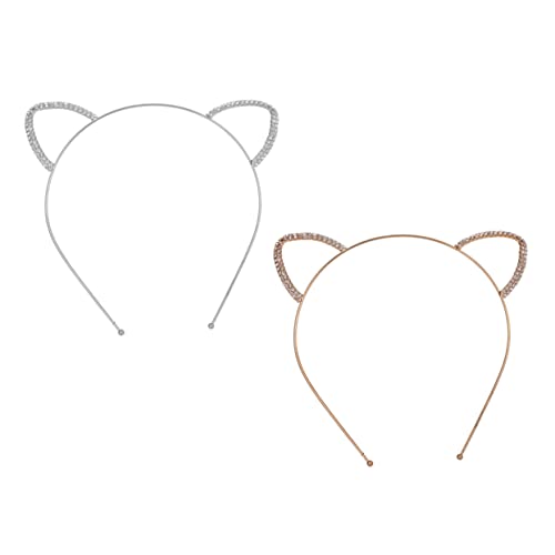 Beaupretty 2 Stück Teiliges Katzenohren Haarreif mit Glitzersteinen Dekorativer Haarschmuck für Erwachsene Bequemes Stirnband für Cosplay Party Bühne und Festliche Anlässe von Beaupretty