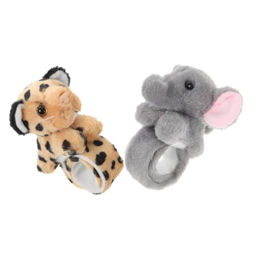 Beaupretty 2 Stück Teiliges Kuscheltier Schnapparmband für Weiches Plüsch Design mit Gepunktetem Tier und Elefant Komfortable Leichte Klatscharmbänder als Partygeschenk und Modisches von Beaupretty