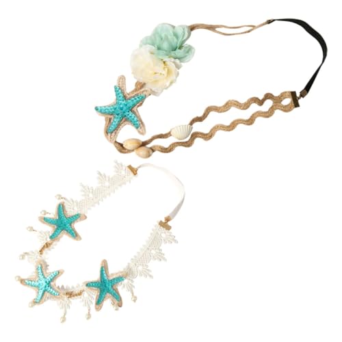 Beaupretty 2 Stück Teiliges Perlen Haarband mit Muschel und Spitzen Design Elastisch und Verstellbar Bequemer Damen Haarreif im Strandstil für Hochzeit Festival und Alltagsschmuck von Beaupretty