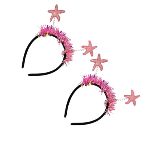Beaupretty 2 Stück Teiliges Pinkes Meerjungfrau Seestern Haarband Glitzerndes Party Kopfschmuck Accessoire Leichtes Langlebiges Stirnband für Frühlingsfeiern und Kindergeburtstag von Beaupretty