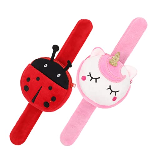 Beaupretty 2 Stück Teiliges Plüsch Schnapparmband mit Niedlichen Tier Motiven Armband mit Integriertem Kleinen Münzfach Tragbar und Robust Party für Mädchen und Jungen von Beaupretty