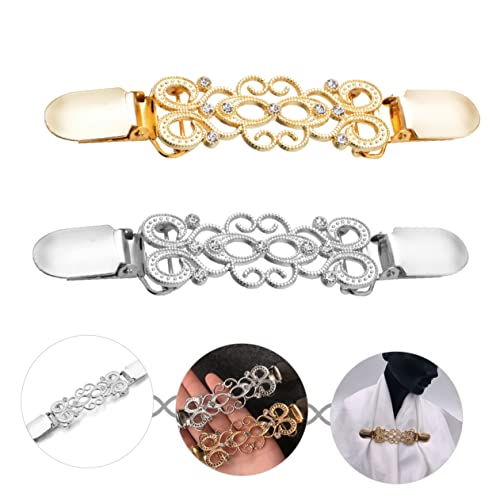 Beaupretty 2 Stück Teiliges Pullover Clips mit Strass Cardigan Clips Festziehen Broschen für Strickjacken Schals und Blusen Damen Modeaccessoire in Gold und Silber Vielseitig und von Beaupretty