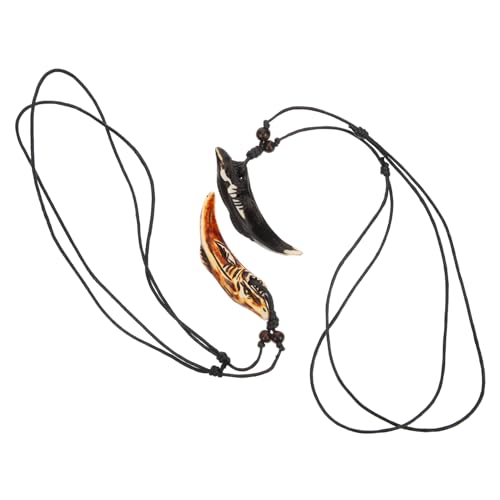 Beaupretty 2 Stück Teiliges Shark Pendant Halskette für Männer Kreative Clavicle Chain Modisches Halsaccessoire in Schwarz und Rotbraun Stilvolles Schmuckstück für Jungen und Herren von Beaupretty